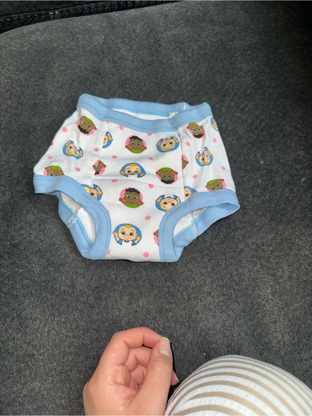 Toddler Training Pants with Blue Trim and Character Faces